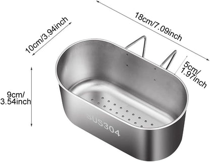 SYCOOVEN Stainless Steel Sink Drain Strainer Basket, Multifunctional Hanging Sink Strainer Colander Drain Basket Kitchen Sink Food Waste Filter and Wash Vegetables Fruits(Silver)