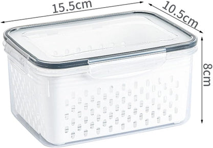 Fruit Storage Container for Fridge, Vegetable Produce Storage Saver Containers with Lid for Refigerator, Food Storage Containers with Colander, Plastic Fresh Keeper for Fruit Vegetable(1750ML)