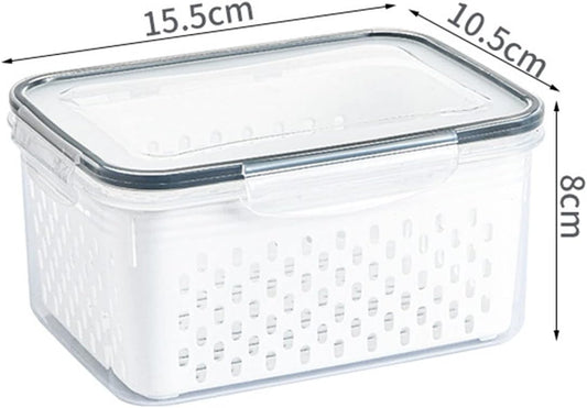Fruit Storage Container for Fridge, Vegetable Produce Storage Saver Containers with Lid for Refigerator, Food Storage Containers with Colander, Plastic Fresh Keeper for Fruit Vegetable(1750ML)