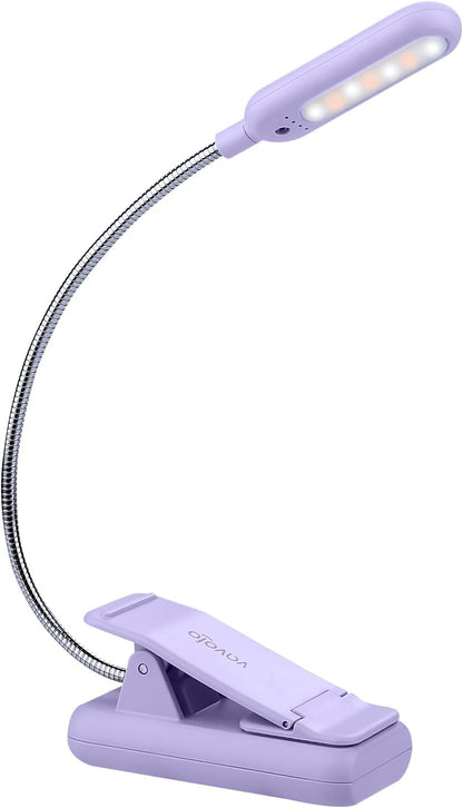 VAVOFO Rechargeable Book Light for Reading in Bed Kids, 7 LED Reading Light with 9-Level Warm Cool White Daylight, Eye Care Lamp with Power Indicator for Bookworms (Yellow)