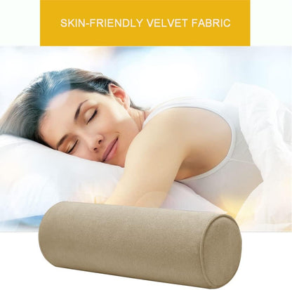 Cylinder Round Memory Foam Support Pillows Cervical Neck Roll Pillow with Pillowcase Soft, Comfortable and Breathable for Sleeping, Chair, Car, Sofa，Travel (Navy Blue, 24X6)