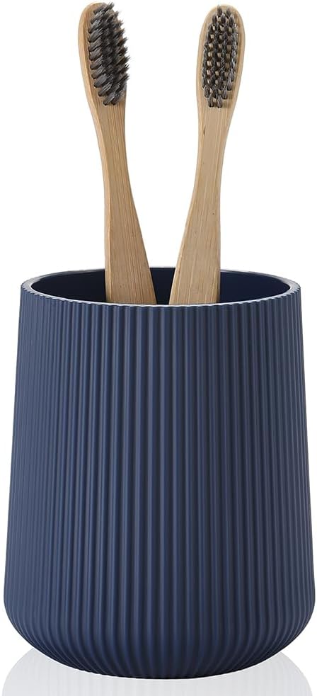 YAUKPH Black Striped Toothbrush Holder | for Electric Toothbrushes Bathroom Organizer Cup for Toothpaste Kids & Adults