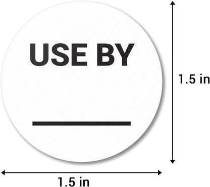 Sell By/Expiration Food Date Labels (1.5 inch, Round - 300 Labels) | Sell by Date Stickers for Food Service, Food Rotation, Best Before Prep Sticker with Writable Blank Space