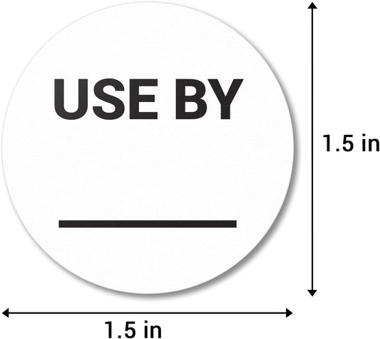 Sell By/Expiration Food Date Labels (1.5 inch, Round - 300 Labels) | Sell by Date Stickers for Food Service, Food Rotation, Best Before Prep Sticker with Writable Blank Space
