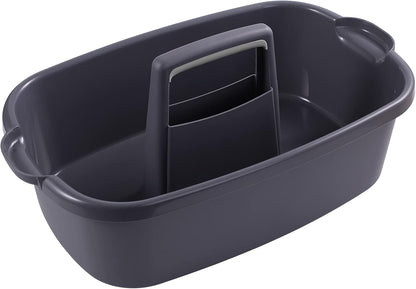 2-Pack Large Gray Cleaning Caddy for Cleaning Supplies with Handle - Portable Plastic Tote Organizer for Shower, Bathroom, Kitchen, Under Sink Storage