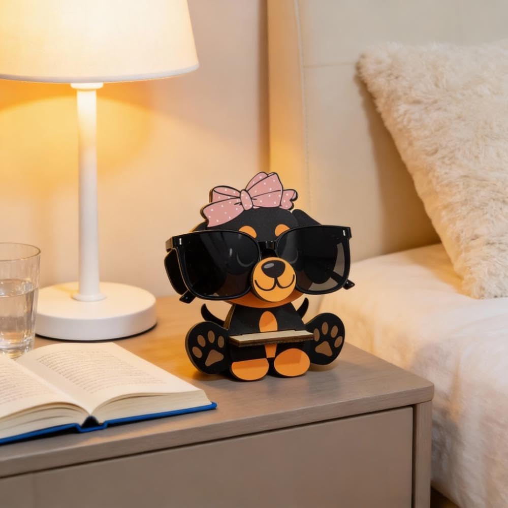 Poodle Eyeglass Holder Cute Dog Stand Eyewear Organizer, Securely Hold Eyeglasses for Office Bedside Nightstand Desk Home Decor Gifts