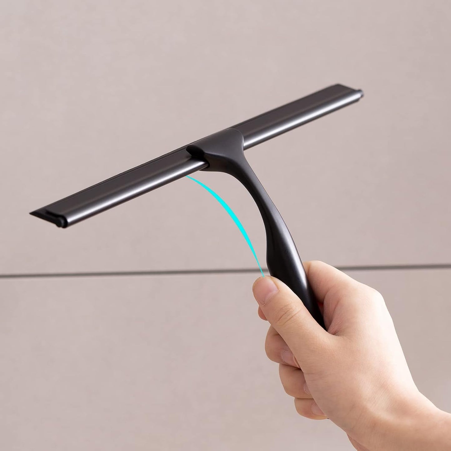 Shower Squeegee for Glass Doors, Squeegee for Shower Glass Door, Window and Car Glass, Mirrors - All-Purpose Stainless Steel Squeegee, 10 Inches and Black