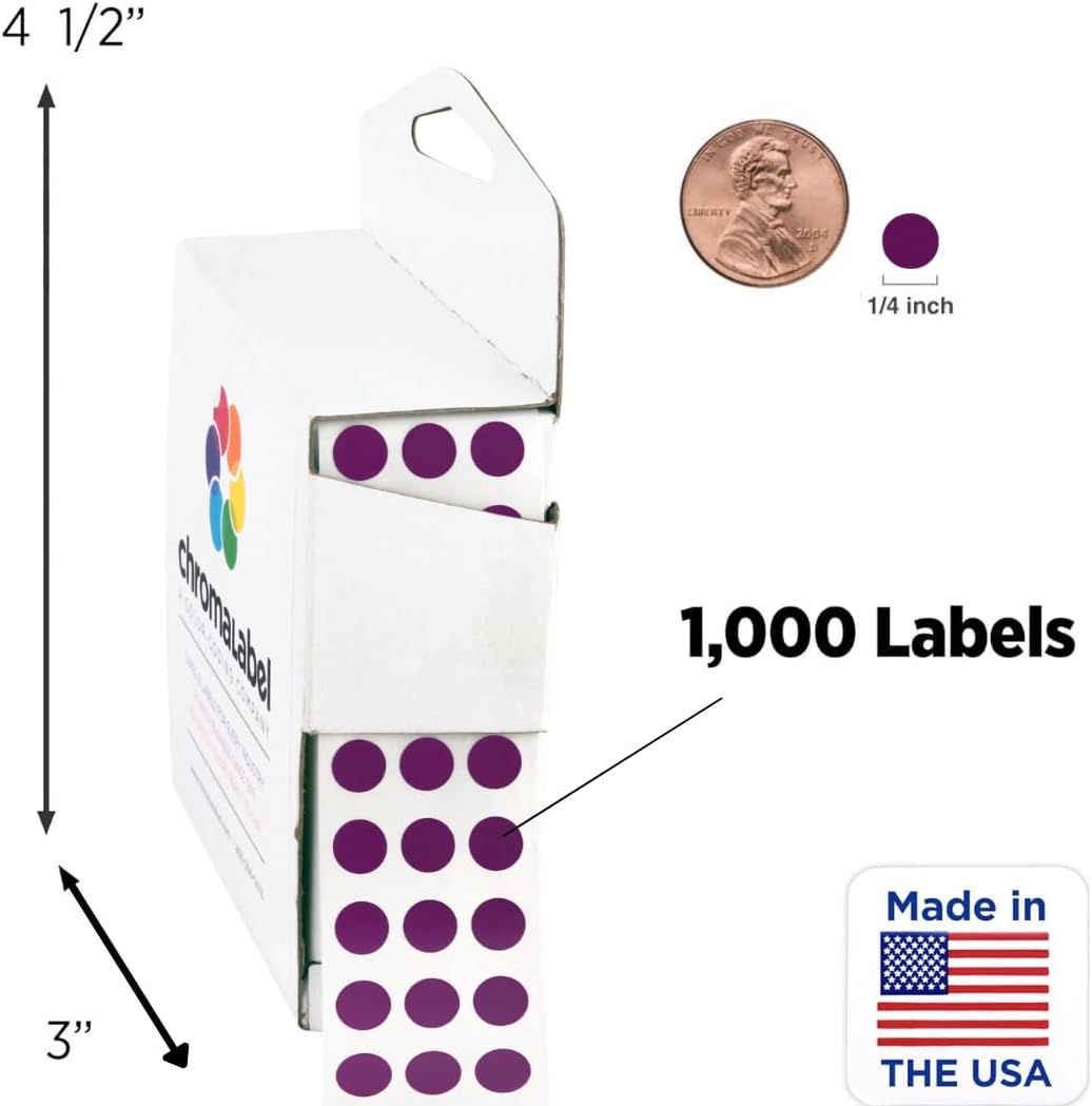 Dark Blue, Red & Yellow Dots, 1/4 Inch, 1000/Box Each Color | Writable Semi-Gloss Circle Labels in Dark Blue, Red and Yellow for Offices, Retail and Classrooms. Made in USA - Colors B