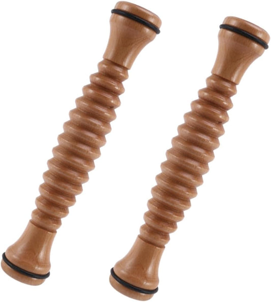 Set of 2 Natural Wooden Foot Massager Rollers for Plantar Fasciitis, Stress Relief, and Reflexology
