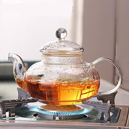 DOPUDO Glass Teapot with Removable Clear Infuser, 27 oz/ 800 ml Stove Top & Microwave Safe Borosilicate Glass Kettle with Loose Leaf Tea Strainer For Flower Blooming Tea