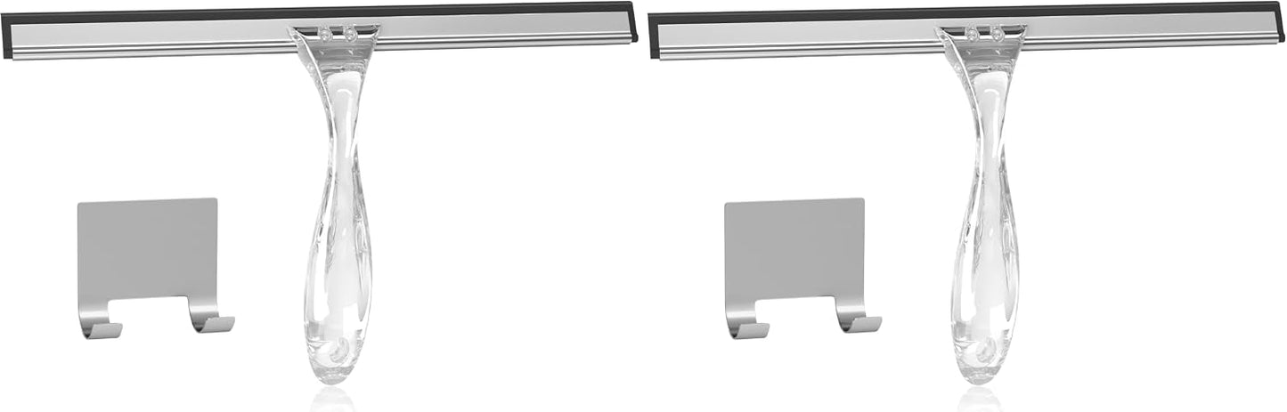 AmazerBath Squeegee for Shower Glass Door, All-Purpose Squeegee with Hook for Shower Doors, Windows, Mirrors, Tiles and Car Glass, 10 Inches