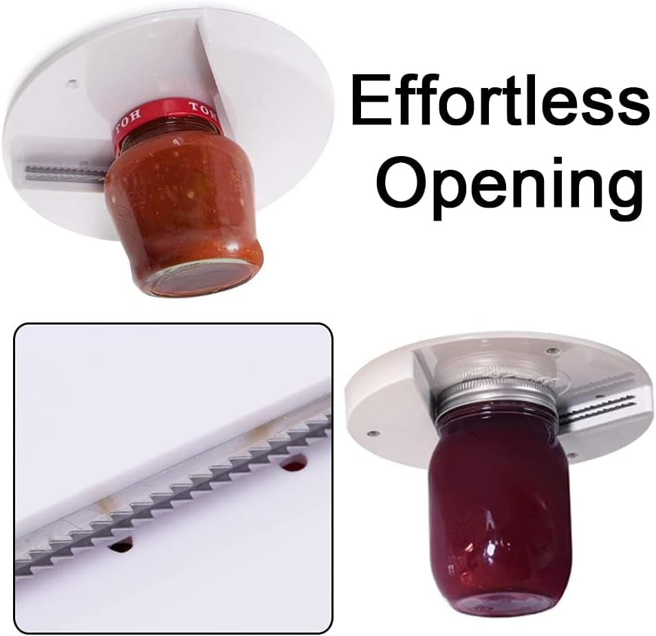Jar Opener,Undermount Lid Gripper Tool Easily Grip and Unscrew Multi-Sized Jars, Bottles and Containers - Perfect for Seniors & Weak or Arthritic Hands
