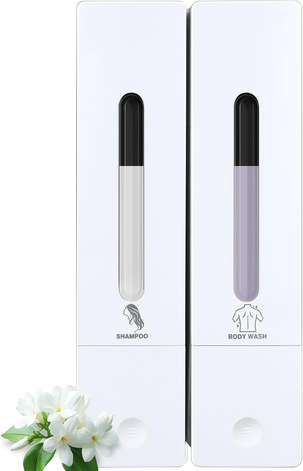 3 Chamber Shampoo and Conditioner Dispenser Set, No Drill Shower Soap | Refillable wall-mounted bottles, BPA-free. 3x400ml. Dispenses shampoo, conditioner,body wash, soap, lotion, gel. Black.