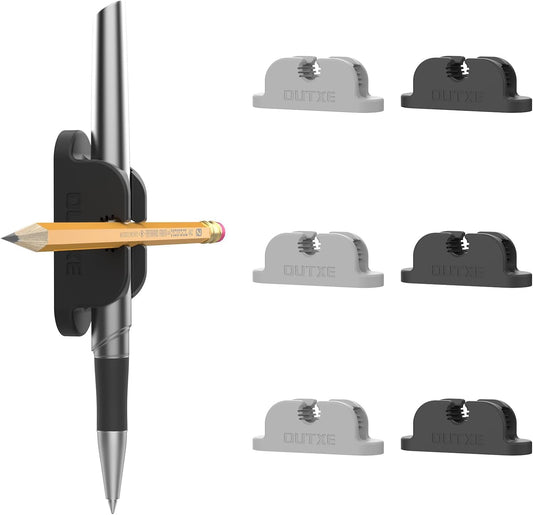 OUTXE 6-Pack Magnetic & Adhesive Pen Holder with Dual Slots - Easy Organize & Access Pencil, Pen, Marker- Perfect for Desk, Wall, Refrigerator, Whiteboard, Clipboard | Easy Organize & Access Pencil, Pen, Marker- Perfect for Desk, Wall, Refrigerator,