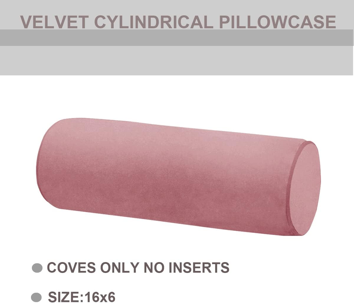Neck Roll Pillowcases Velvet Cylindrical Pillow Covers 16"x6" with Hidden Zipper for House Home Decor Neck Roll Pillow Cervical Neck Roll Memory Pillow Cylinder Round Cushion (Black, 16x6)