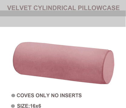 Neck Roll Pillowcases Velvet Cylindrical Pillow Covers 16"x6" with Hidden Zipper for House Home Decor Neck Roll Pillow Cervical Neck Roll Memory Pillow Cylinder Round Cushion (Black, 16x6)