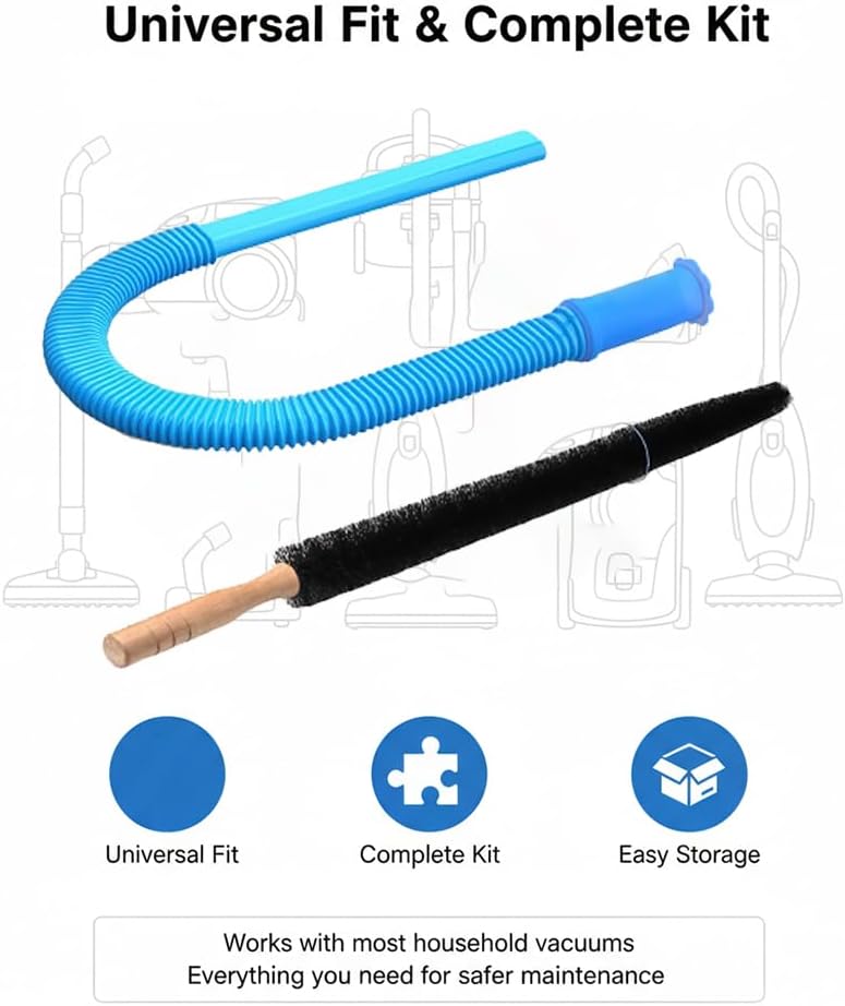 Dryer Vent Cleaner Kit (Blue*1) | Dryer Vacuum Hose Attachment with Universal Connector,Flexible Cleaning Brush for Deep Lint Removal,Fits Most Vacuum Cleaners