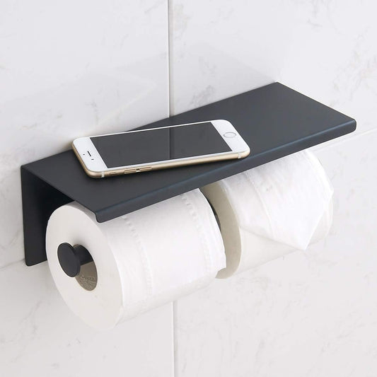 Double Toilet Paper Holder with Shelf Brushed Nickel Toilet Paper Holder Wall Mounted