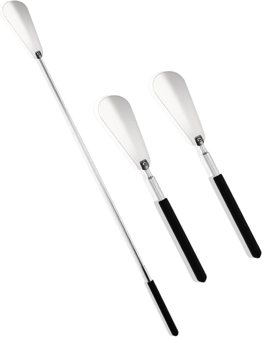 2 Pack Extendable Long Handled Shoe Horn for Seniors, 10" To 25" Adjustable for Telescopic Shoehorns for Men Women, Stainless Steel Travel Shoe Helpers to Put on Your Shoes