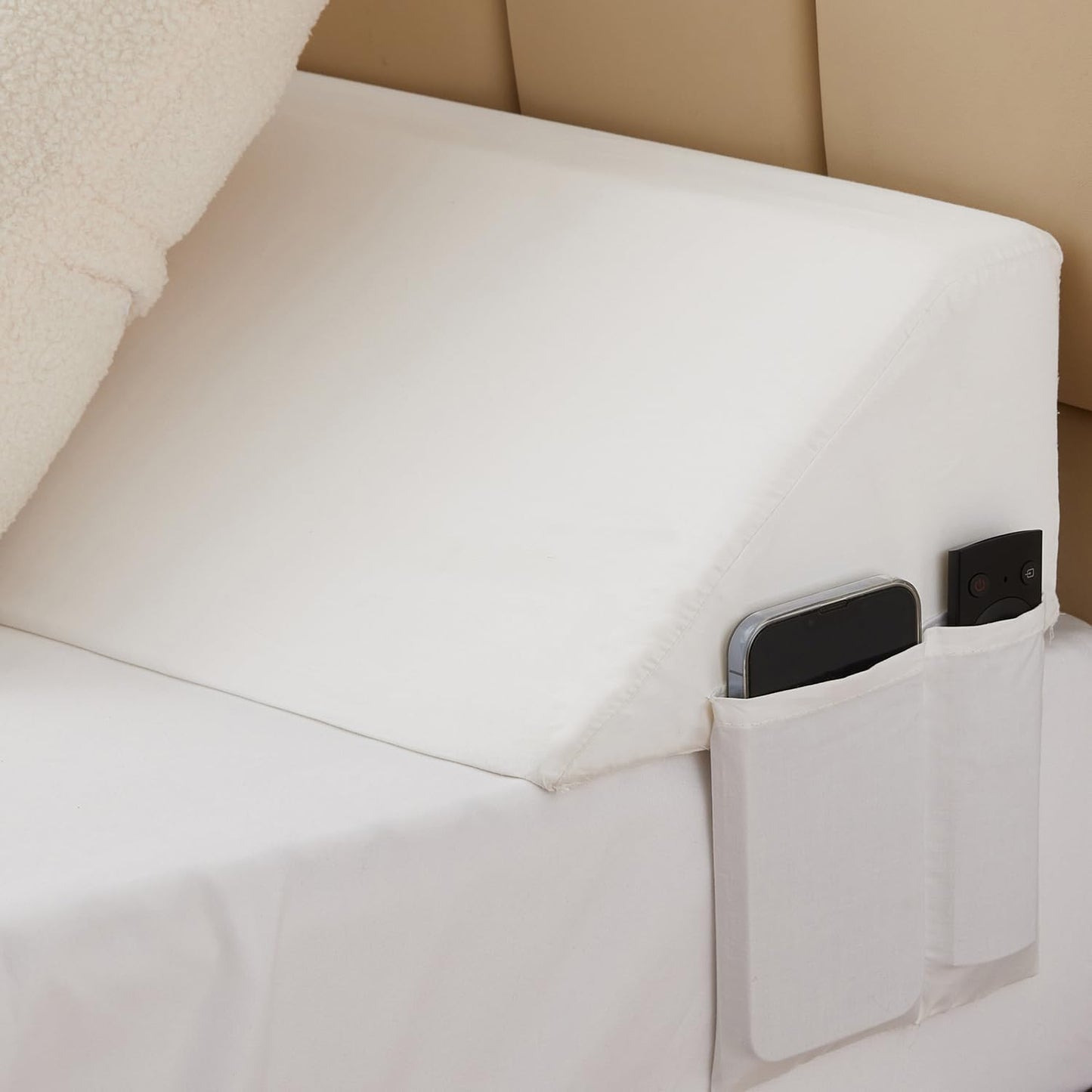 Bedluxe King Wedge Pillow Headboard (76"x10"x6"), Bed Wedge Pillow for Headboard, Foam Headboard Pillow, Bed Gap Filler King - Fill The Gap (0-7"), Mattress Gap Filler (White)