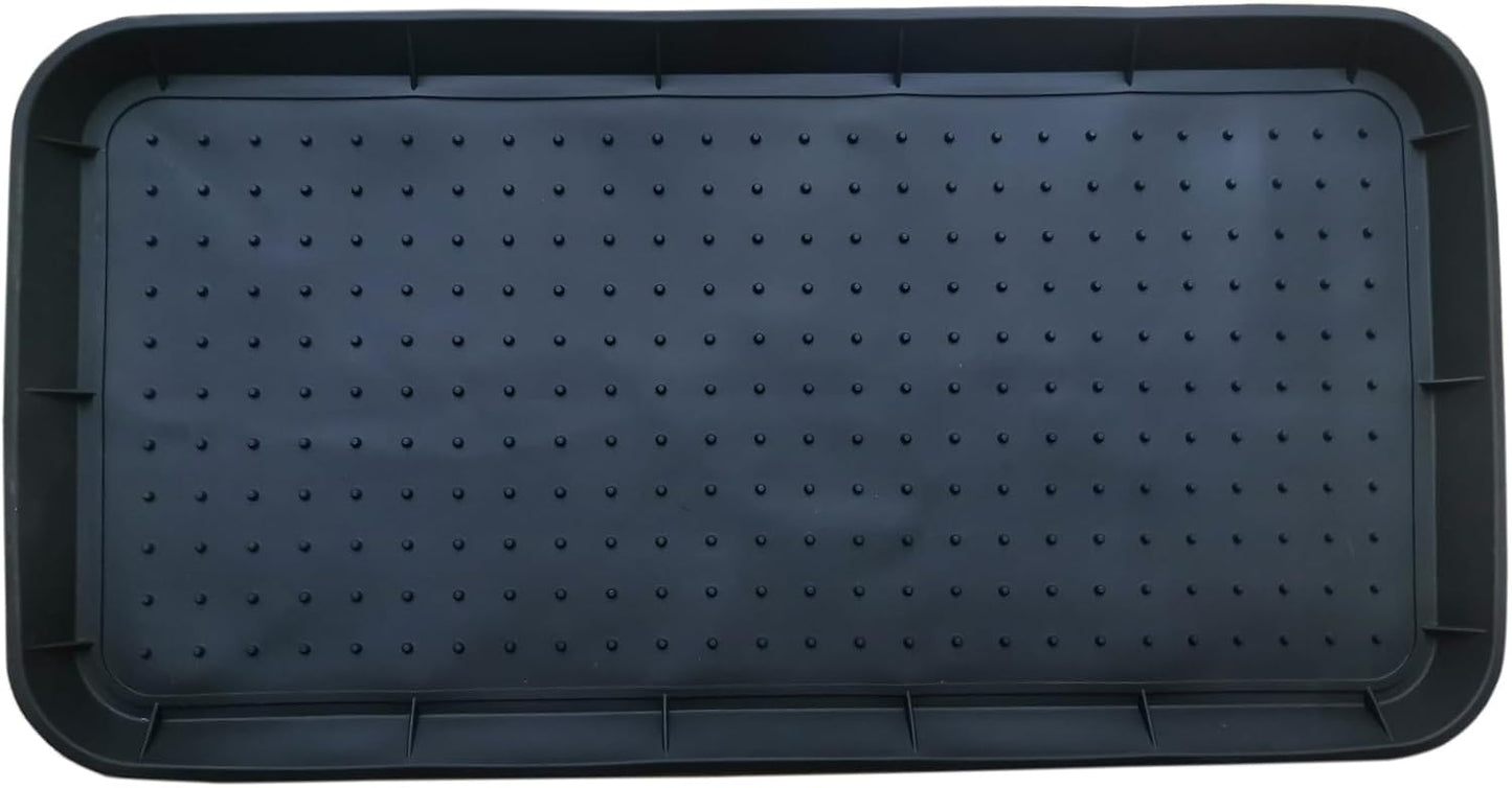 Boot Tray for Entryway,Hard Plastic Boot Mat,Shoe Tray,Shoe Mat for Indoor and Outdoor Use (Black Flower (Hard Plastic), 29.5X14.9 inch)