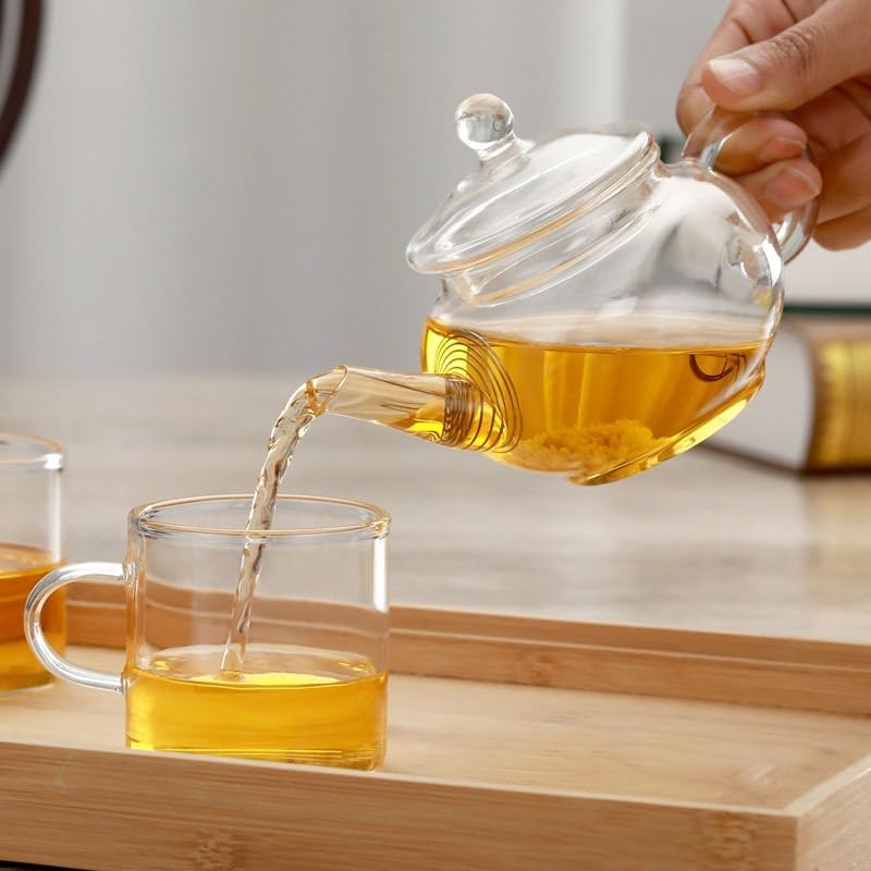 Small Tea Pot,Glass Teapot with Infuser, Tea Kettle for Loose Tea,8 Oz