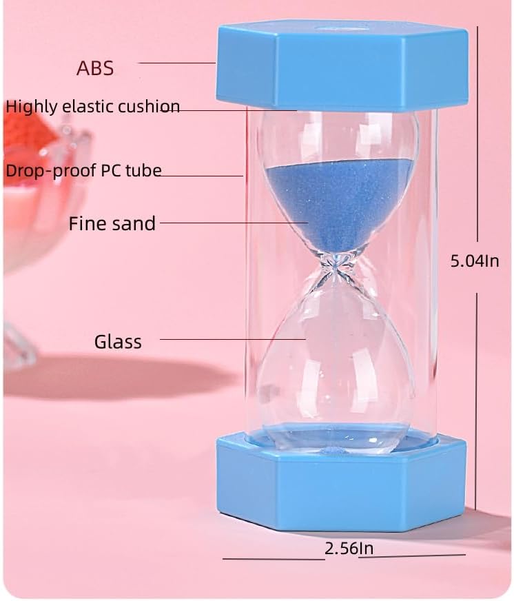 Colorful Sand Timers, Hourglass Sand Timers 5 Min Sandglass Timer with Protective Cover for Toothbrush Timer Games Classroom Home Office Cooking(Blue+5Min)
