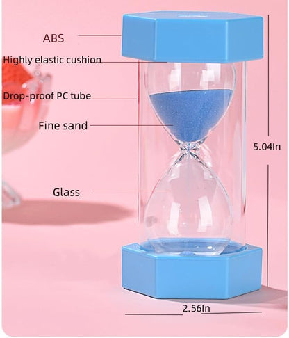 Colorful Sand Timers, Hourglass Sand Timers 5 Min Sandglass Timer with Protective Cover for Toothbrush Timer Games Classroom Home Office Cooking(Blue+5Min)