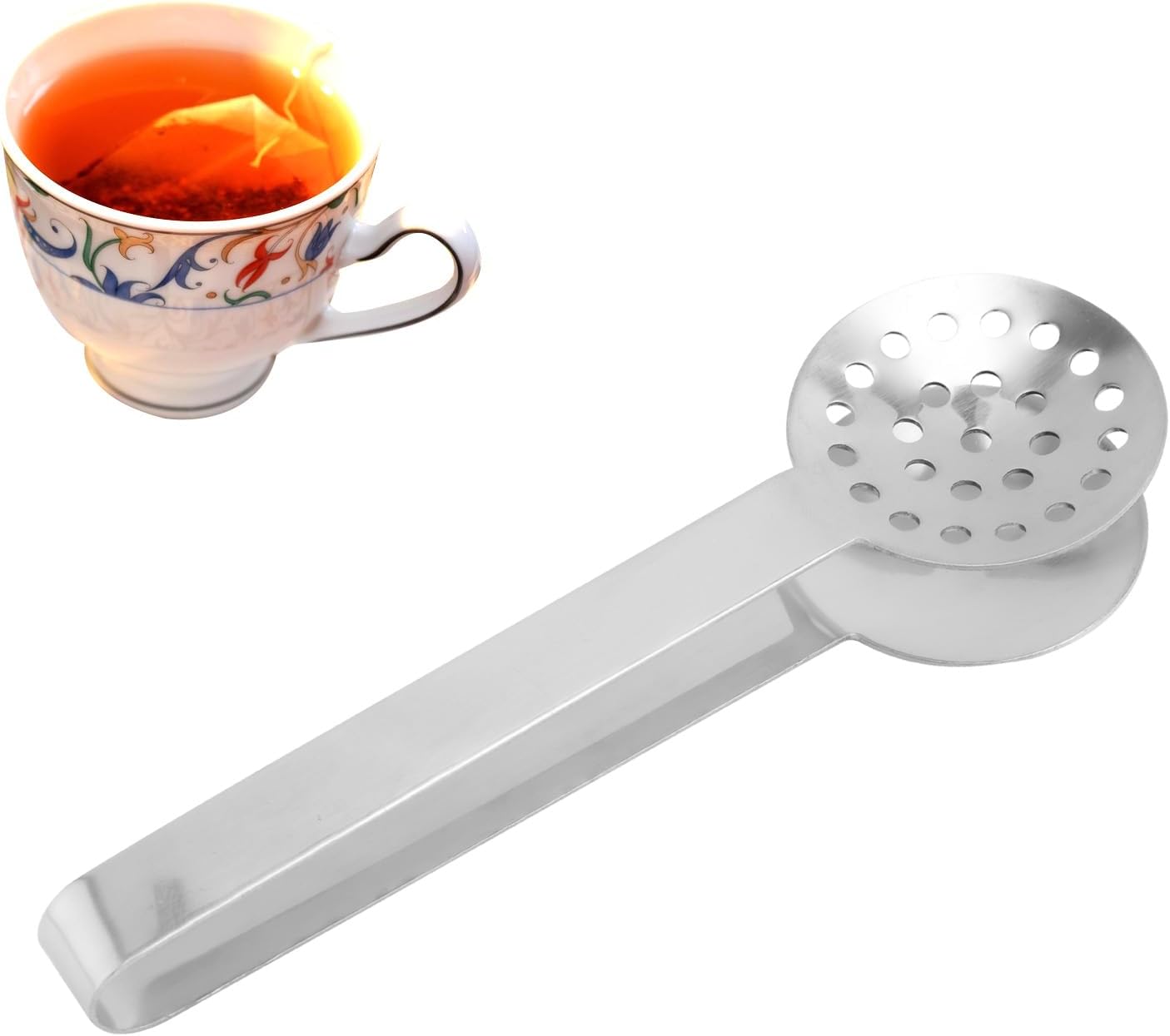 Tea Bag Squeezer Tongs, Stainless Steel Teabag Strainer Dispenser Gripper Picker Accessories for Tea Drinkers Gifts(Gold)