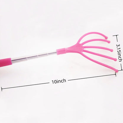 Silicone Back Scratching Tool Extendable Telescopic Back Scratcher Skin Safe Bristle Claw Back Scratcher with Folding Handle
