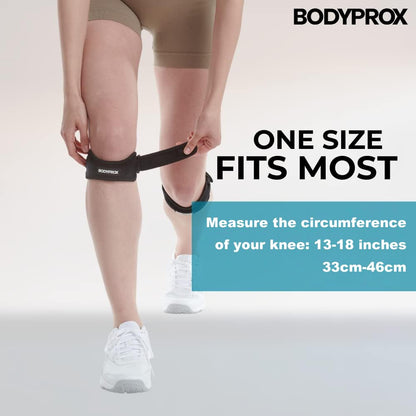Bodyprox Patella Tendon Knee Strap 2 Pack, Knee Pain Relief Support Brace | Hiking, Soccer, Basketball, Running, Jumpers Knee, Tennis, Tendonitis, Volleyball & Squats