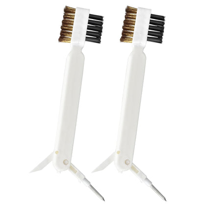2 Pcs Deep Gas Stove Wire Brushes 4-in-1 Metal Kitchen Cleaning Wire Brush Small Brass/Nylon Brushes for Cleaning Gas Stove Range Hood Pot Pan Paint/Rust/Dirt