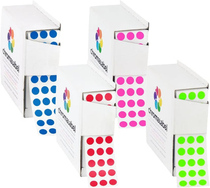 Dark Blue, Red & Yellow Dots, 1/4 Inch, 1000/Box Each Color | Writable Semi-Gloss Circle Labels in Dark Blue, Red and Yellow for Offices, Retail and Classrooms. Made in USA - Colors A
