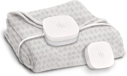 Hidden Heat Electric Foot of the Bed Warmer by SpotWarm; Wireless RF Remote, Microplush Flannel Mattress Warmer for Heated Feet. Queen Bed - 60” by 24”
