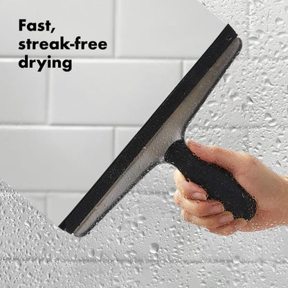OXO Good Grips Stainless Steel Squeegee - All-Purpose for Bathroom, Glass Shower Doors, Mirrors, Tiles, Countertops and Car Windows - Streak Free | Flexible blade or silicone edge, easy water removal, compact storage