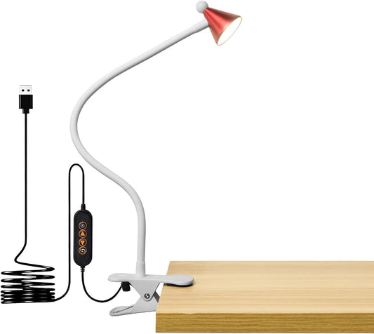 LED Clip Light 3 Color Dimmable Clip Desk Lamp Red