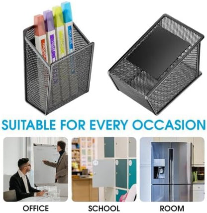 UCYCAZ Magnetic Pen Holder,Single Magnetic Pencil Locker Holder Organizer | Strong Magnets Mesh Marker Holder,Locker Accessories,Writing Utensil Storage Organizer,Pen Basket for Whiteboard,Refrigerator