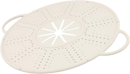 Silicone Spill Stopper Lid with Steam Vent and Double Handles, Heat Resistant Pot Cover for Cooking and Steaming, Dishwasher Safe Kitchen Gadget, 13.4 x 10.8 Inch, Black(white)
