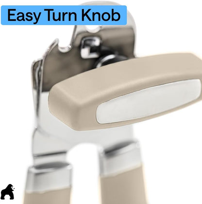 GORILLA GRIP Original Model Stainless Steel Smooth Edge Manual Can Opener and Bottle Openers, US Designed, Comfortable Handle, Oversized Handheld Turn Knob, Multifunctional Kitchen Tool, Gray