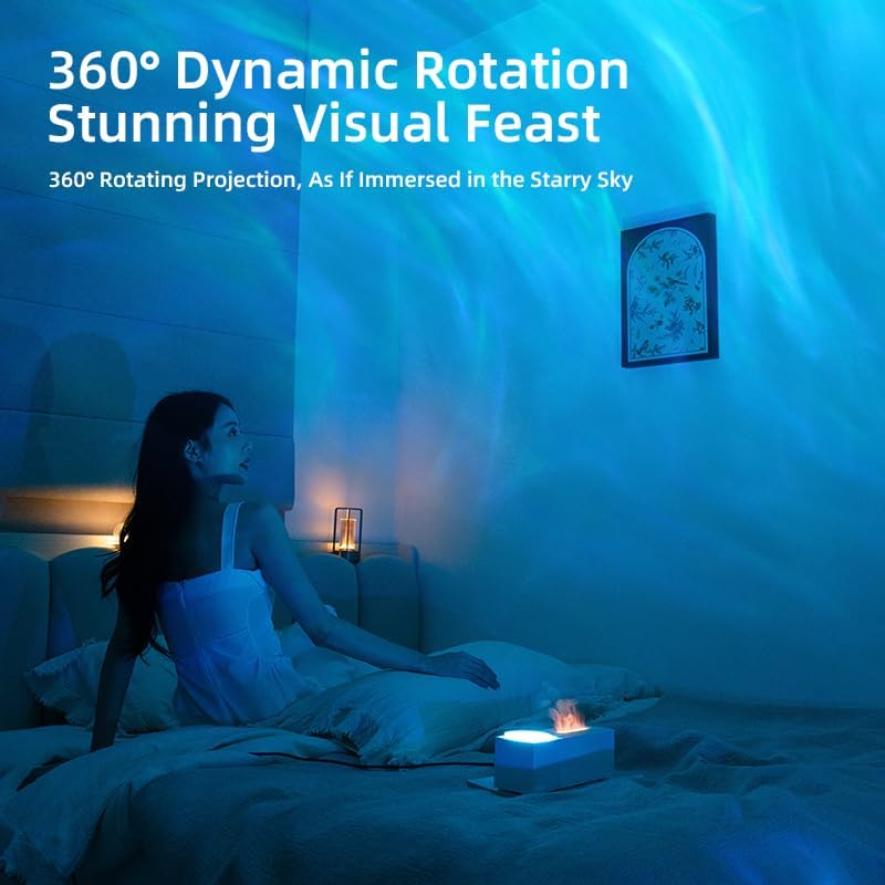 Colorful Flame Air Aroma Diffuser Humidifier, Upgraded 7 Flame Colors Noiseless Essential Oil Diffuser for Home,Office,Yoga with Auto-Off Protection 180mL (8Hours Black)