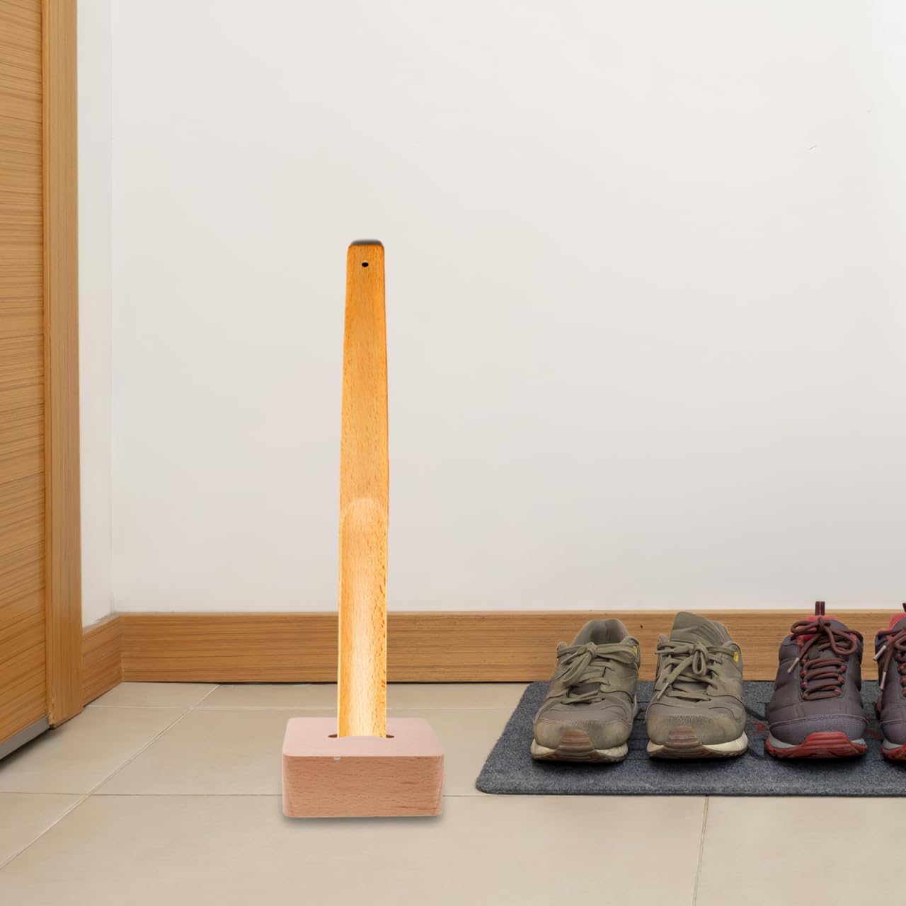 GALPADA Wooden Shoe Horn Storage Base Shoe Horn Stand Organizer Closet Holder Countertop Holder Entryway Hallway Home Decor 3.54X3.54X1.37in