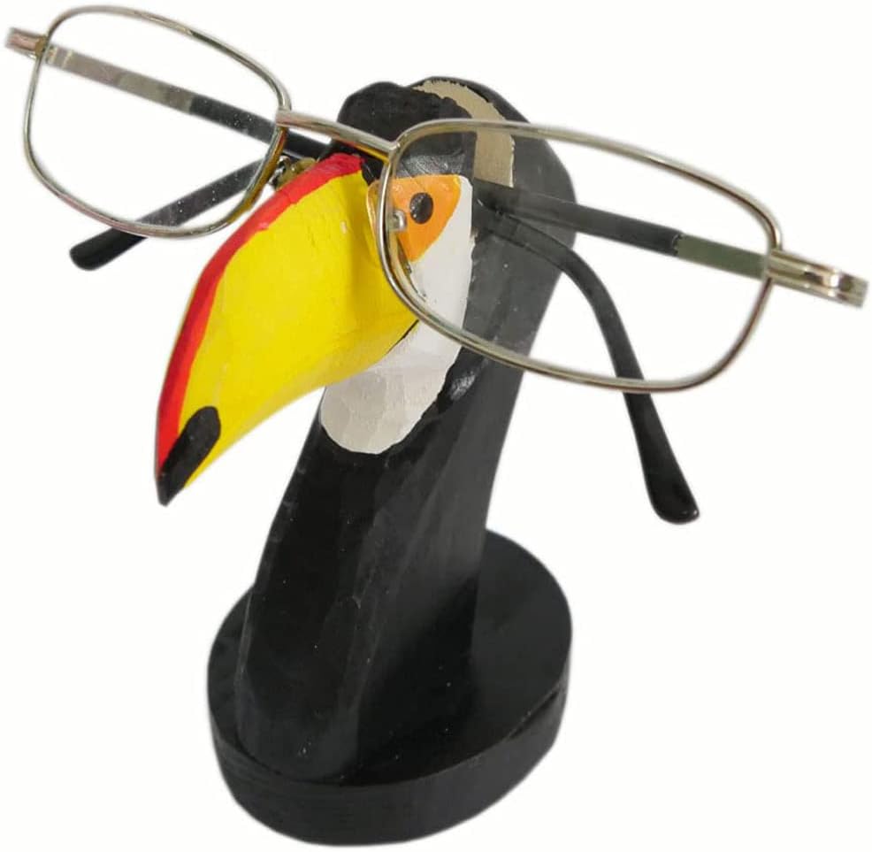 Red Dollar Handmade Wood Carved Animal Eyeglass Holder, Cute Sunglasses Display Stand, Nightstand Home Office Desk Decor, Christmas Holiday New Year Business Gift for Men Women Adults (Dog)
