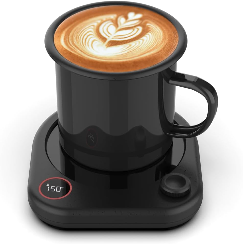 Coffee Mug Warmer for Desk, Cup Warmer with Temp Display & Timer | Coffee cup warmer plate with adjustable temperature, auto shut-off timer and mug sensor; also heats tea, milk and candle wax.