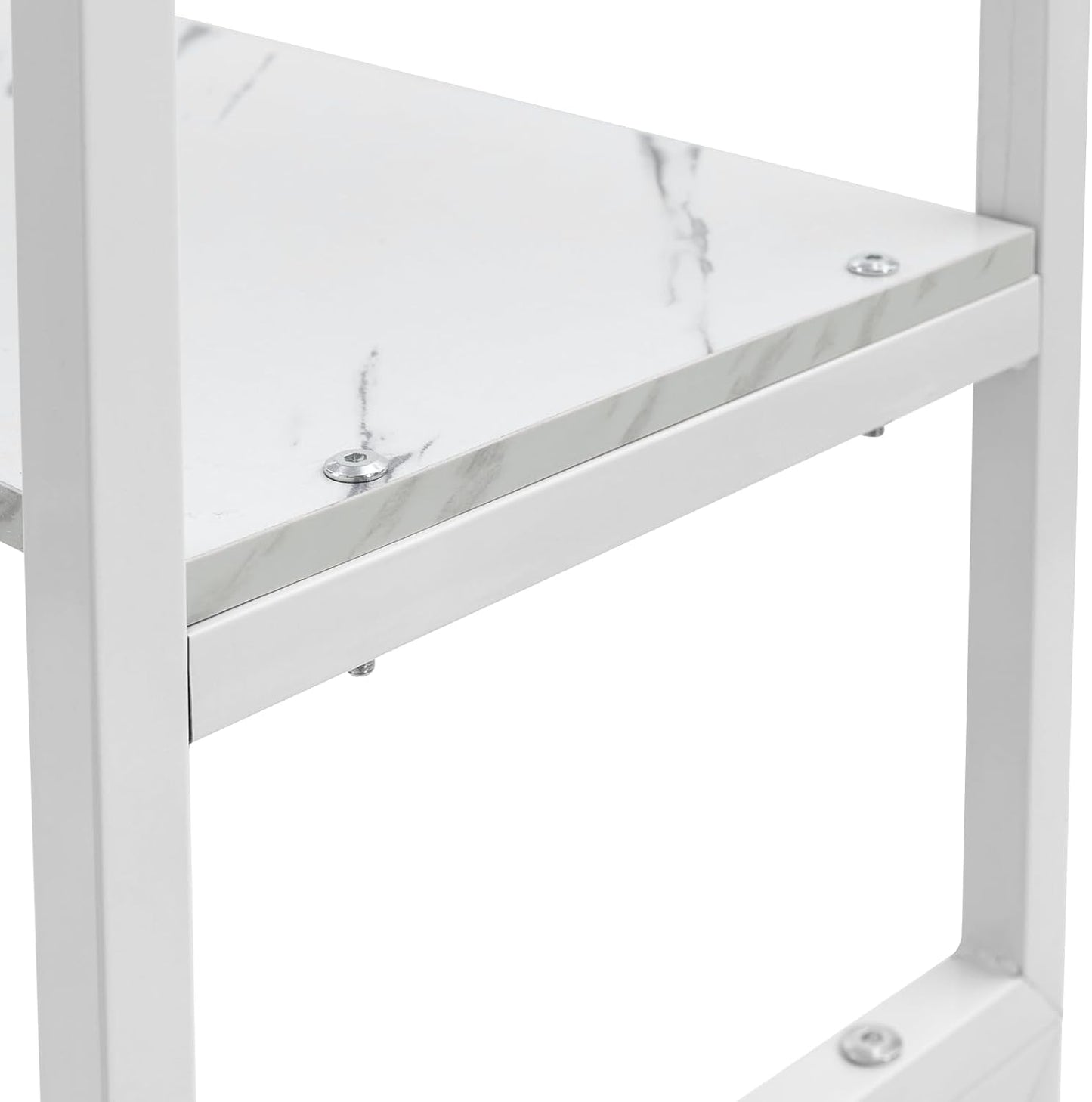 3-Tier Laundry Room Storage Shelf,Over Washer and Dryer Shelves,Floor Standing Washing Machine Storage Rack,White,Marbling