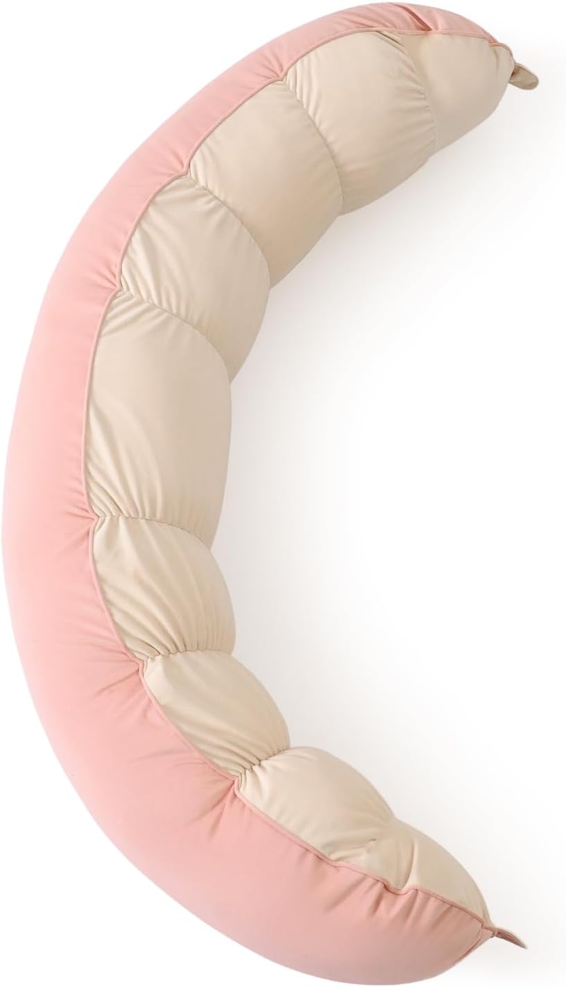 Peallow(Pat. Pend) – Long Round Body Pillow for Adults, Bolster Pillow for Sleeping, Soft and Supportive Pillow for Sleeping & Lumbar Support (Green-White, 29.5")