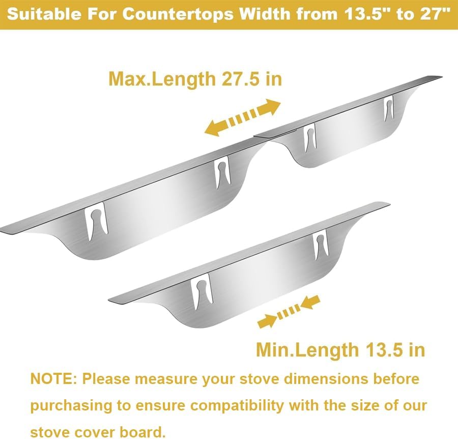 Stove Cover, Stove Guard, Stainless Steel Stove Gap Covers, Heat Resistant & Easy to Clean Stove Counter Gap Cover, Kitchen Stove Counter Gap Cover Eliminates Gap Between Counter & Appliances (2 pcs)