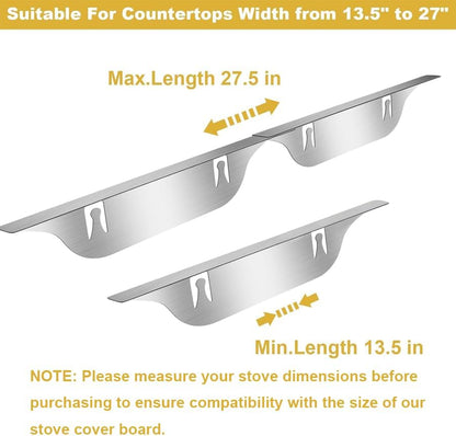 Stove Cover, Stove Guard, Stainless Steel Stove Gap Covers, Heat Resistant & Easy to Clean Stove Counter Gap Cover, Kitchen Stove Counter Gap Cover Eliminates Gap Between Counter & Appliances (2 pcs)
