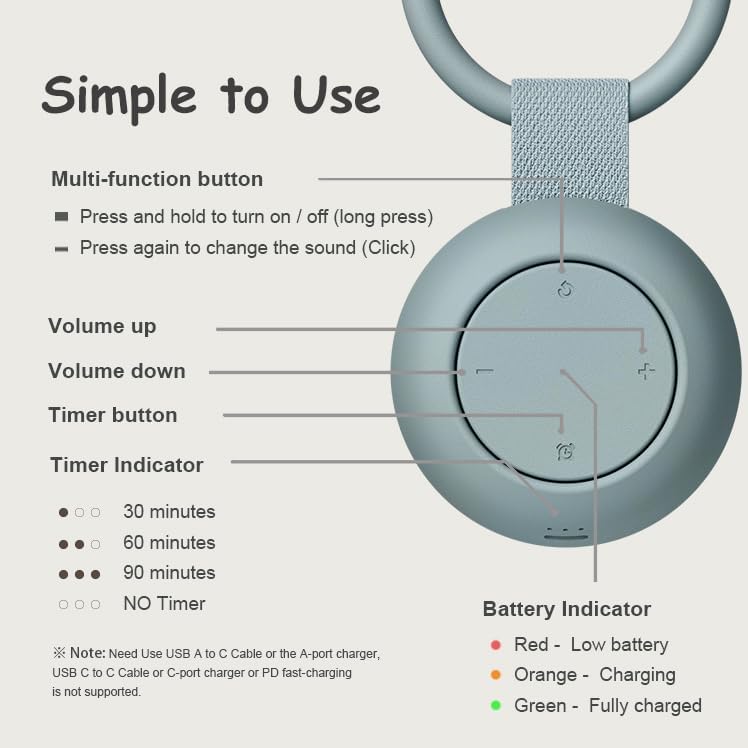 Portable Baby Sound Machine & Essentials for Babies & Kids - Mint