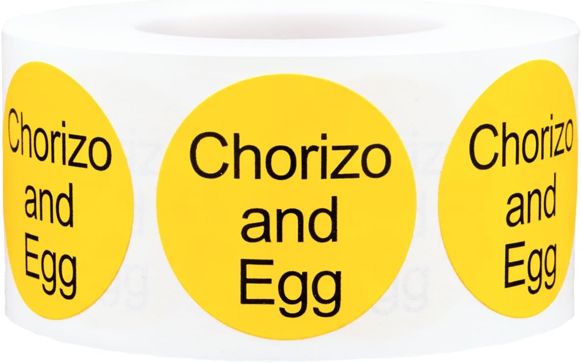Yellow with Black Carnitas Circle Dot Adhesive Stickers, 1 Inch Round Labels, 500 Total Stickers