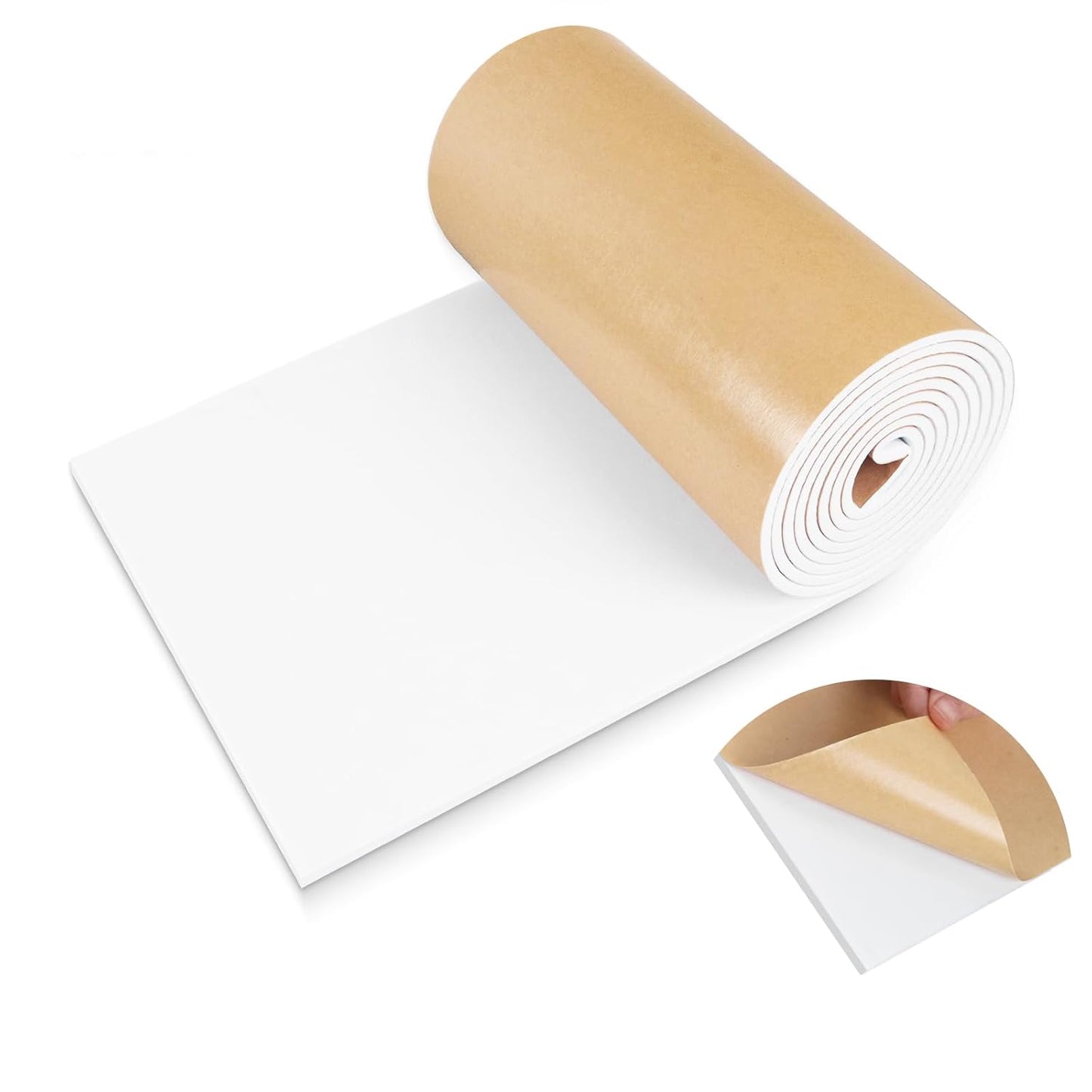 LSGCQ Sponge Neoprene Foam Padding Self Adhesive Foam Sheets, White | Closed Cell Foam Sheet Neoprene Rubber Pad for DIY Gaskets Shock Pads Liner Crafts, 12" Wide x 1/8" Thick x 59" Long